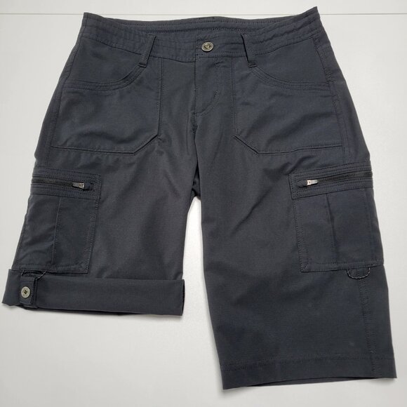 Kuhl Horizn Black Bermuda Cargo Roll Up Hiking Shorts UPF 50+ Quick Dry Size 2 - Picture 2 of 16